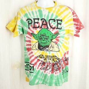 FIFTH SUN Mens Small Tie-Dye T-Shirt, Psychedelic '90s Grunge Sci-Fi Peace Yoda